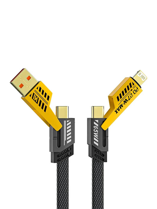 4 in 1 Multi Function Braided Fast Charging Cable with Lightning to USB-C, Type C-C, Ligthning to USB