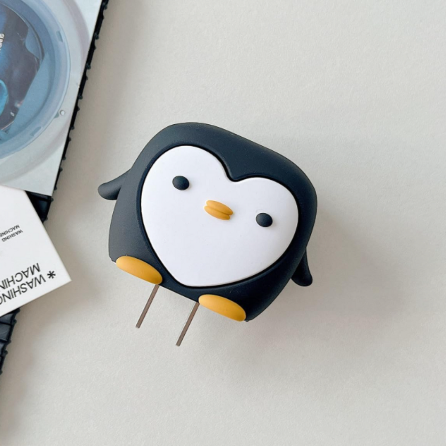 Black Penguin Charger Case & Cable Protector for iPhone