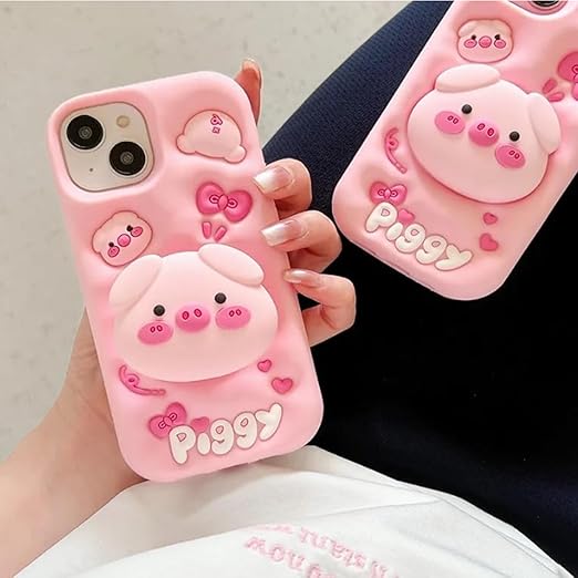 3D Piggy Silicone Case for iPhone 13 & 14 – Cute Full-Body Cover