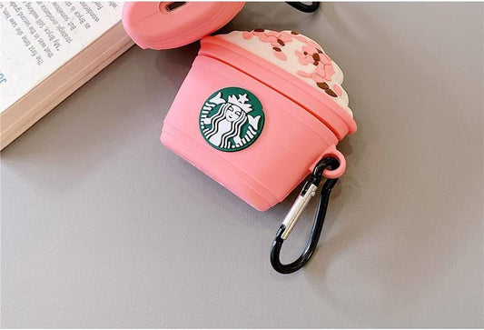 Pink Coffee Cup Silicone Case for AirPods Pro 2 – with Keychain
